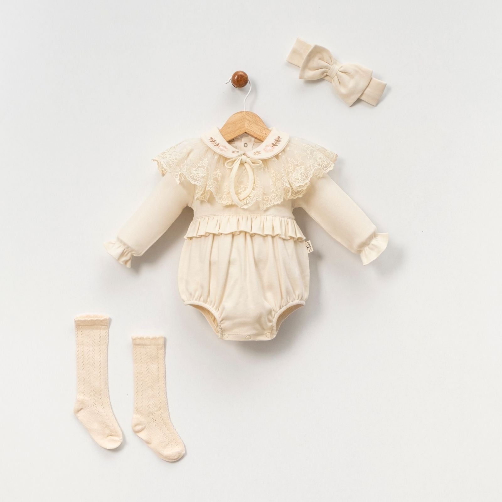 Barboteuse Col Dentelle Royale - BabyKiss.tn