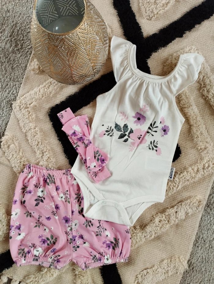 Ensemble Summer Flowers 3 pièces - BabyKiss.tn