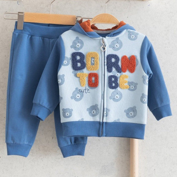 Ensemble Born to be cute Bleu Bear - BabyKiss.tn