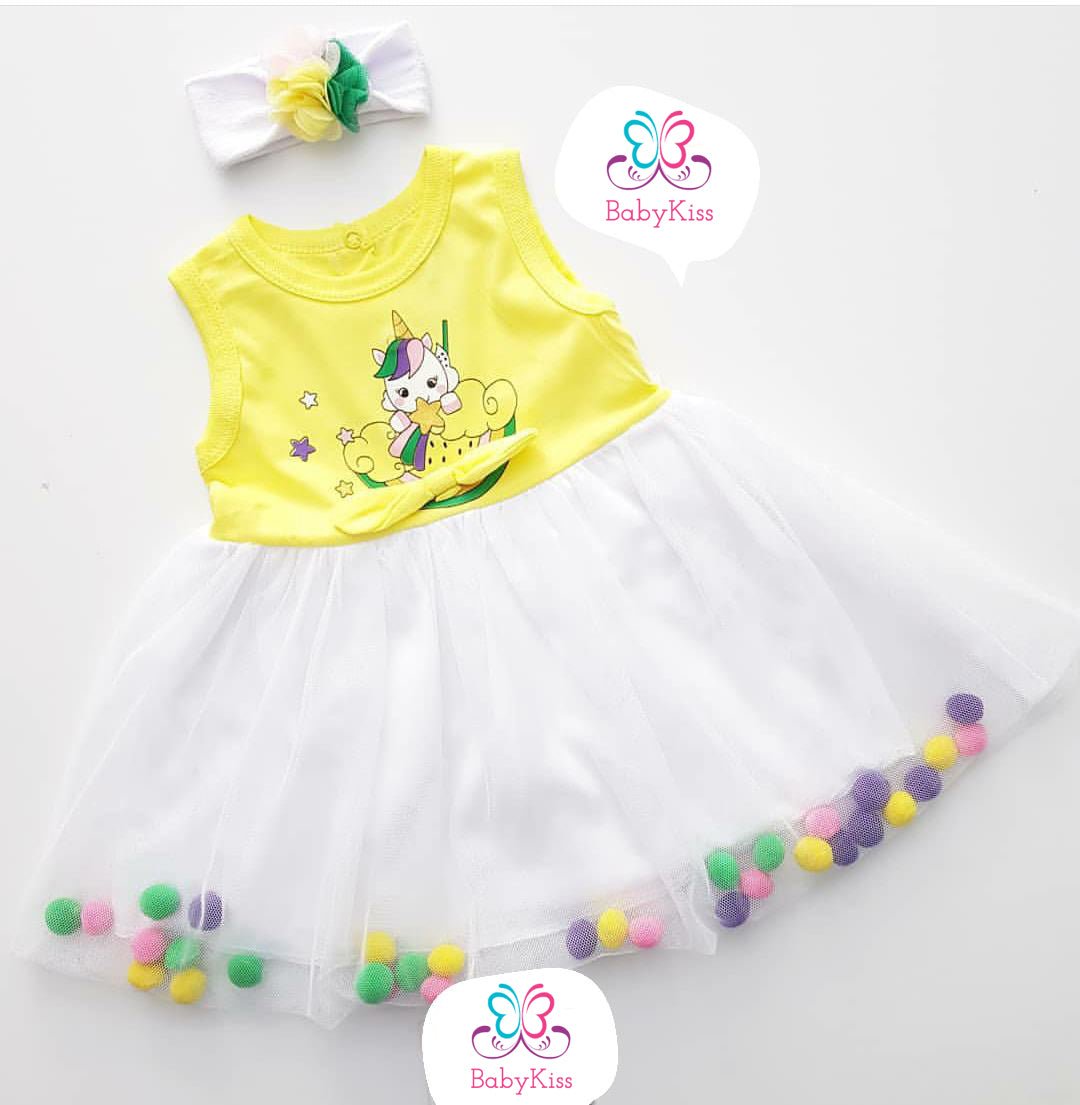 Robe Unicorn Jaune - BabyKiss.tn