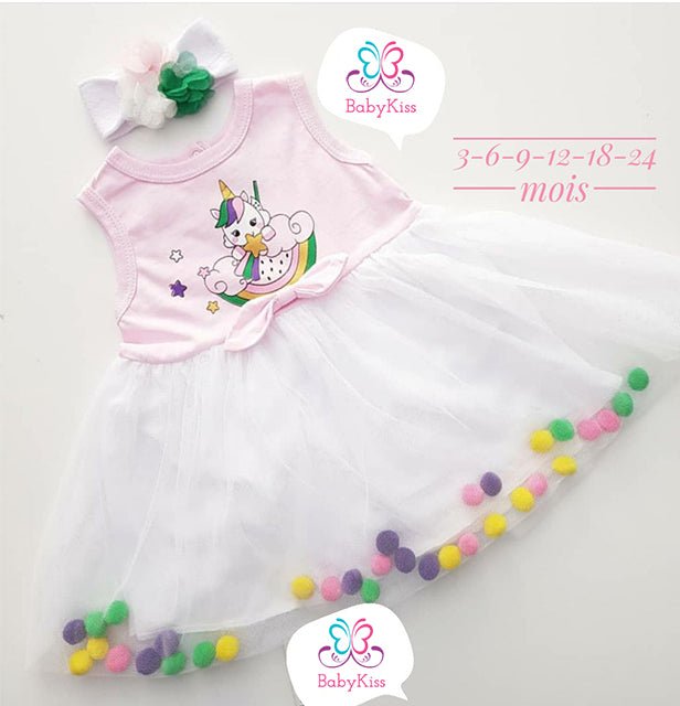 Robe unicorn Rose - BabyKiss.tn