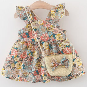 Summer Floral Dress avec Sac - BabyKiss.tn